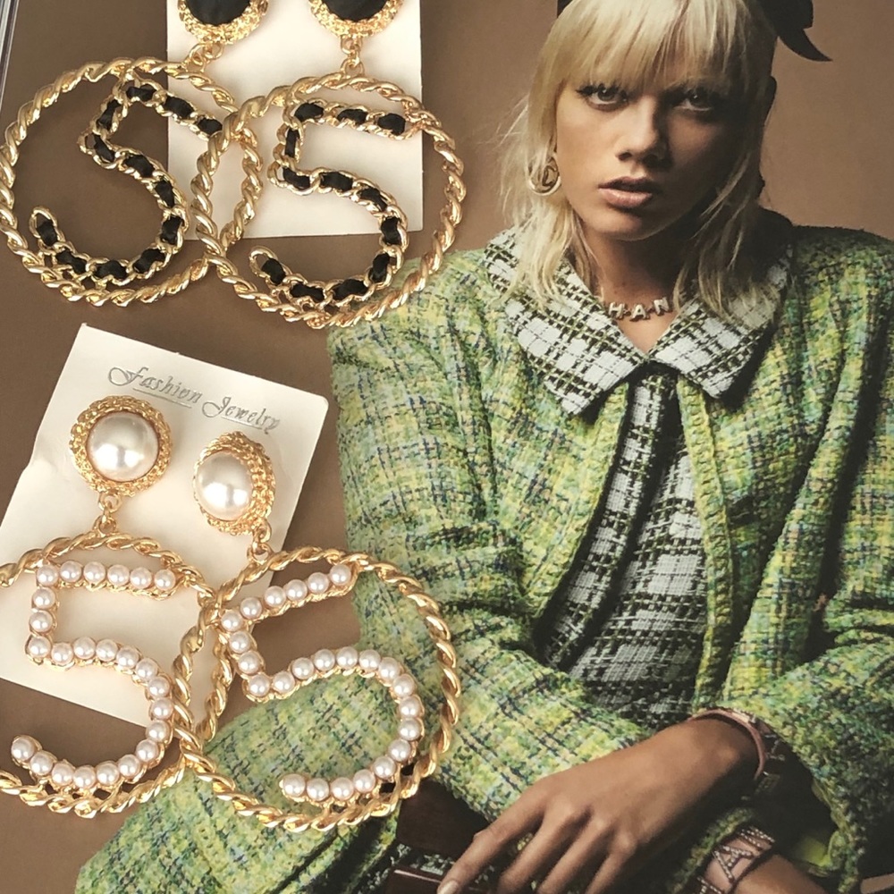 Oversized dangling earrings two colors you chose